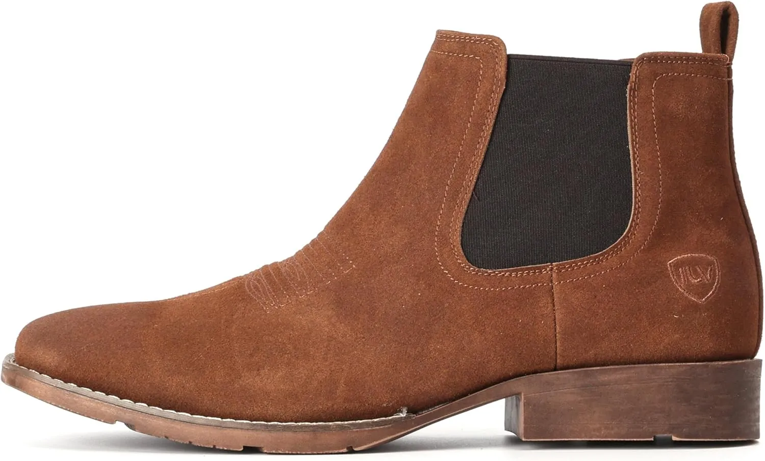 IUV Genuine Cowhide Suede Chelsea Boots For Men Western Boots Ankle Boot Casual Dress Slip On