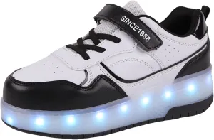 IWIHMIV Roller Shoes with Wheels for Boys Girls LED Light Up Rechargeable Sport Sneaker for Boys Skates Boys Sneakers for Girls