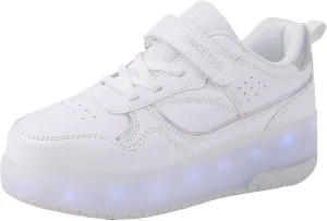 IWIHMIV Roller Shoes with Wheels for Boys Girls LED Light Up Rechargeable Sport Sneaker for Boys Skates Boys Sneakers for Girls