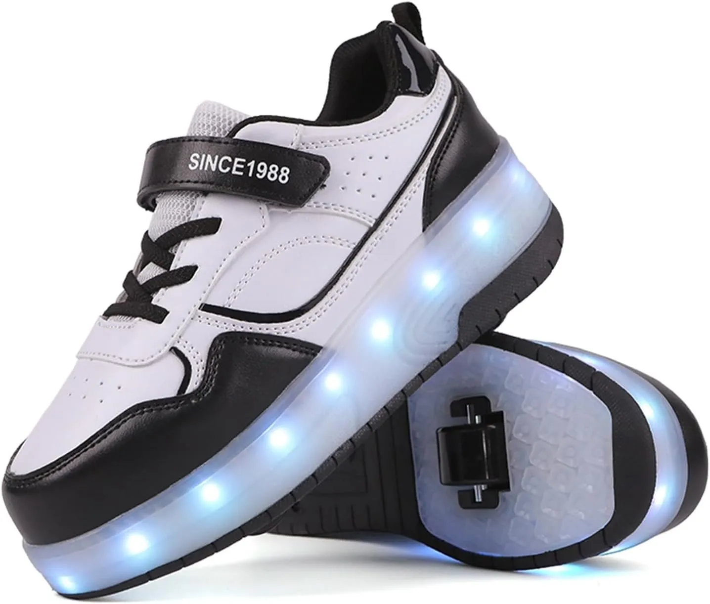 IWIHMIV Roller Shoes with Wheels for Boys Girls LED Light Up Rechargeable Sport Sneaker for Boys Skates Boys Sneakers for Girls
