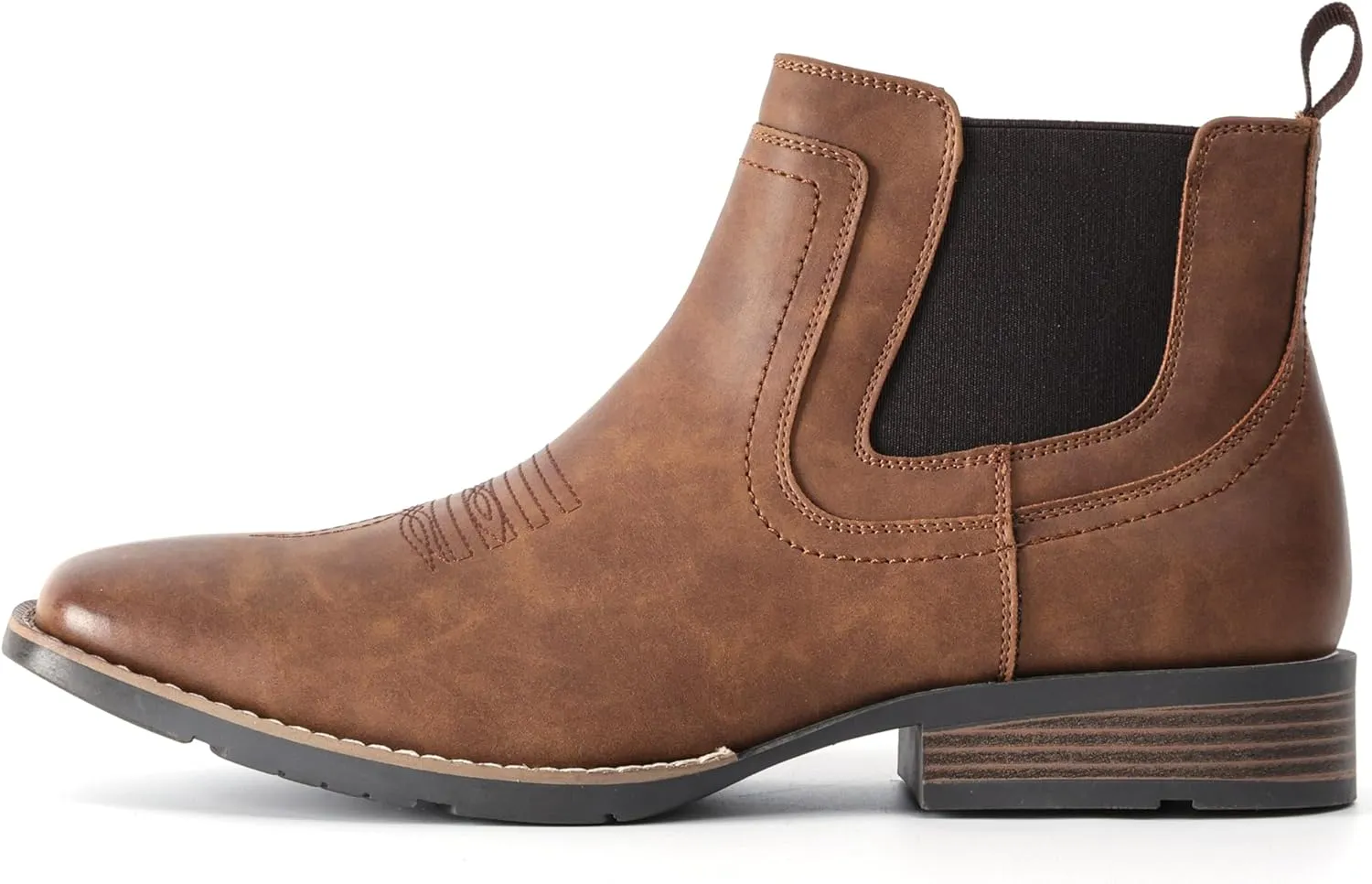 IXU Cowboy Boots For Men Square Toe Ankle Boots Western Chelsea Boot Casual Dress Slip On Men Shoes