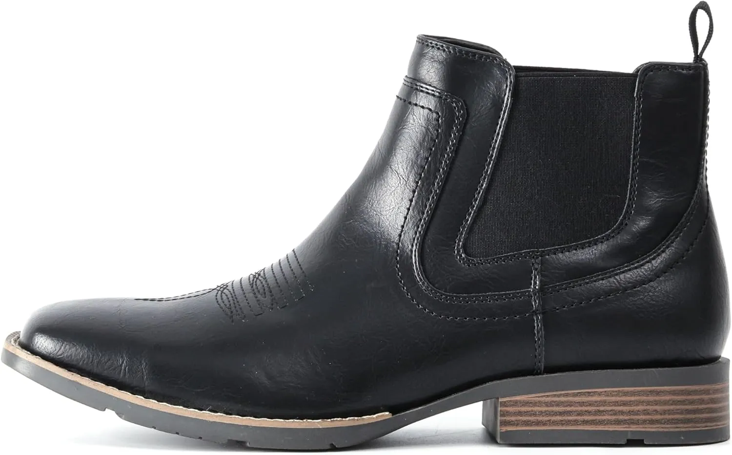 IXU Cowboy Boots For Men Square Toe Ankle Boots Western Chelsea Boot Casual Dress Slip On Men Shoes