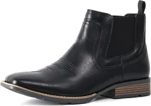 IXU Cowboy Boots For Men Square Toe Ankle Boots Western Chelsea Boot Casual Dress Slip On Men Shoes