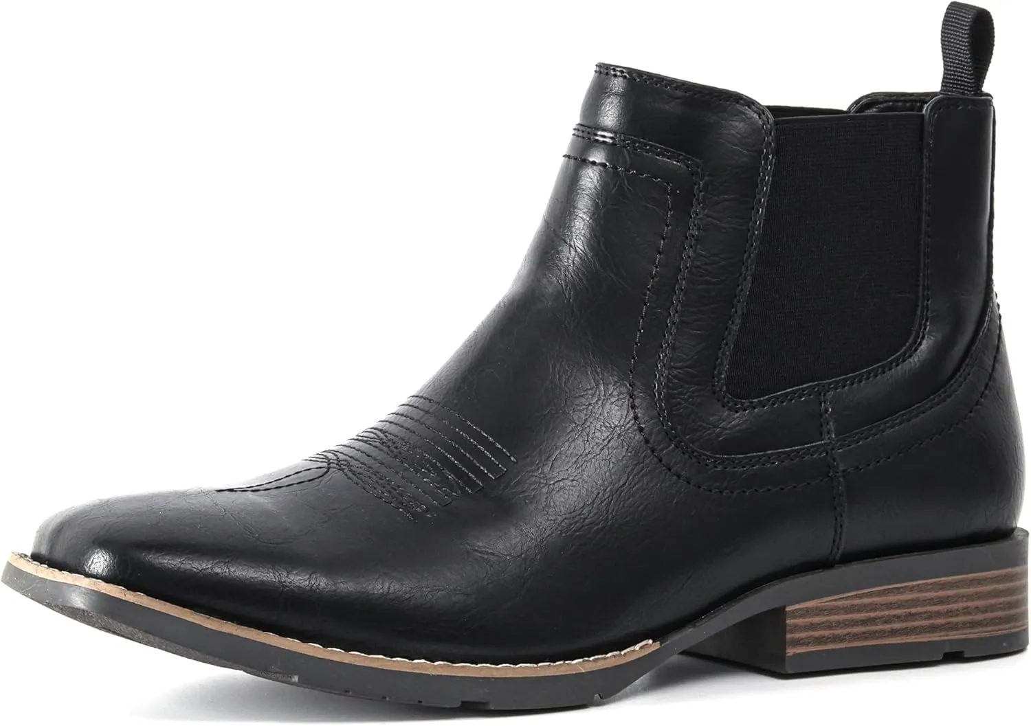 IXU Cowboy Boots For Men Square Toe Ankle Boots Western Chelsea Boot Casual Dress Slip On Men Shoes