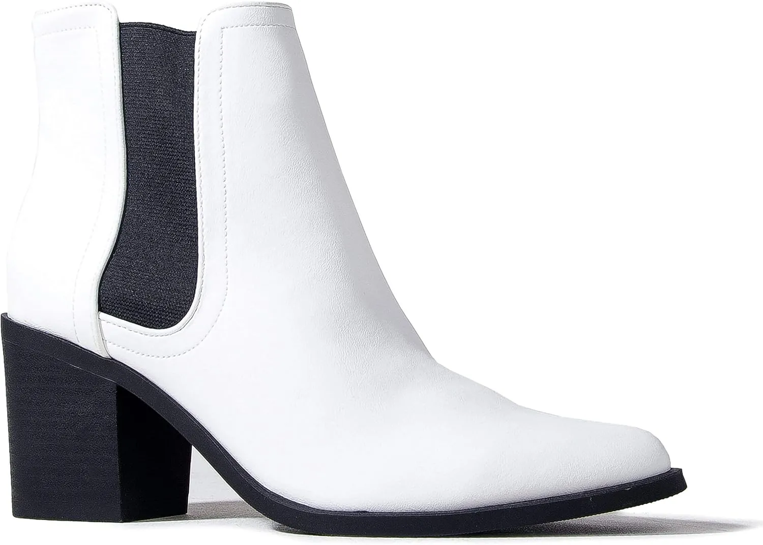 J. Adams Andi Booties for Women - Pointed Toe Mid Heel Slip on Chelsea Boots - Vegan Leather Ankle Boots - Comfortable Fall Boots for Women