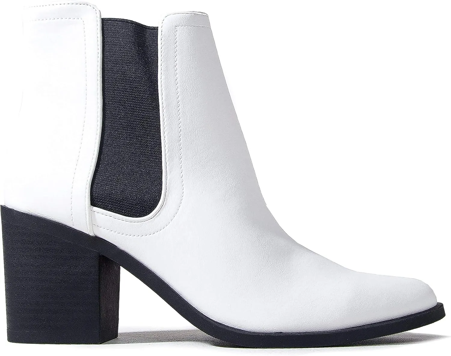 J. Adams Andi Booties for Women - Pointed Toe Mid Heel Slip on Chelsea Boots - Vegan Leather Ankle Boots - Comfortable Fall Boots for Women