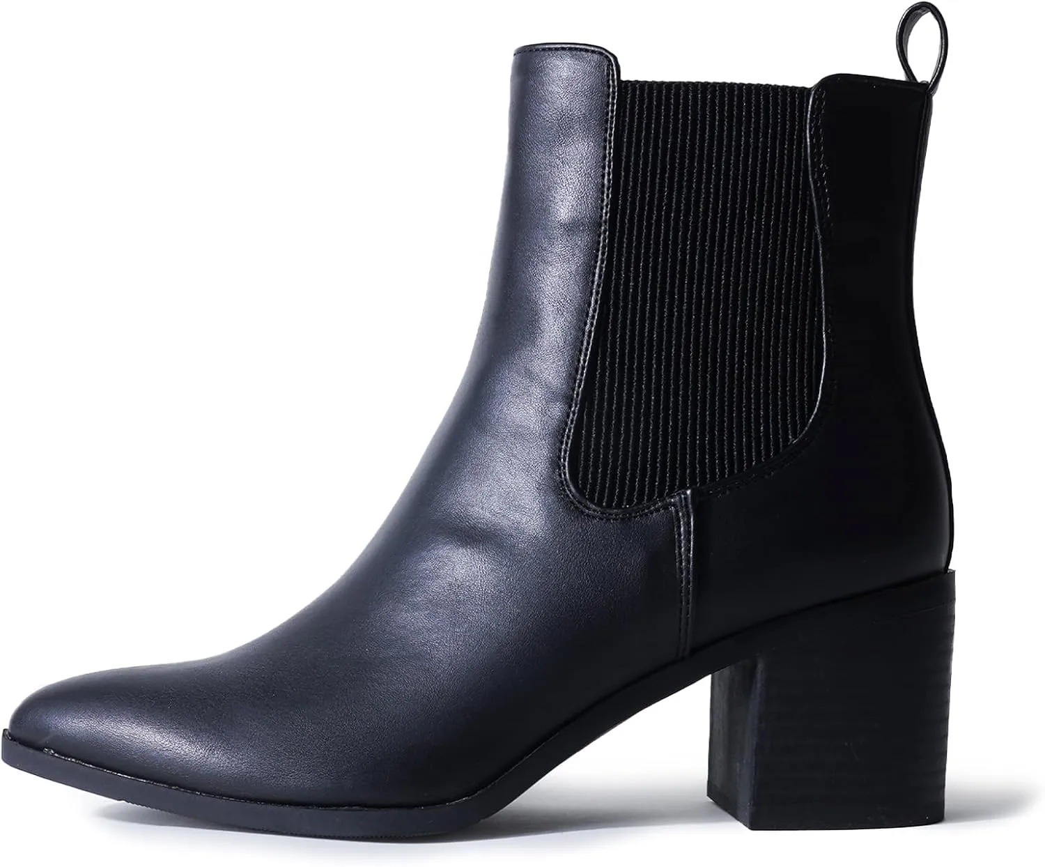 J. Adams Andi Booties for Women - Pointed Toe Mid Heel Slip on Chelsea Boots - Vegan Leather Ankle Boots - Comfortable Fall Boots for Women