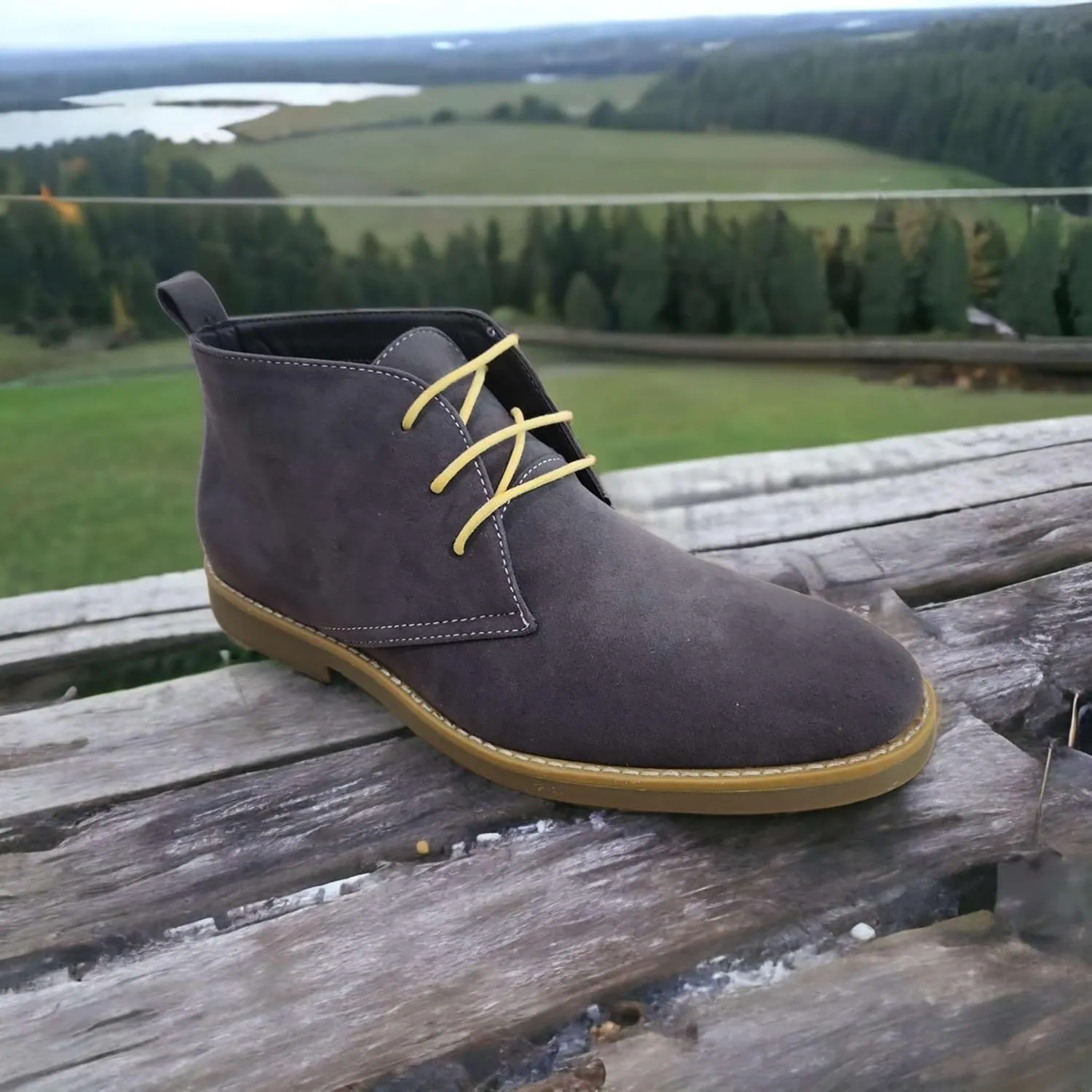 Jazamé Men's B-2963 Chuck Nubuck Suede Pull-On Round Toe Chelsea Boots