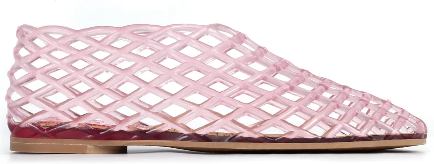 Jelly Mesh Ballet Flats for Women, Red Summer Sandals with Mesh Mary Jane Flats, Ladies Breathable Casual Footwear