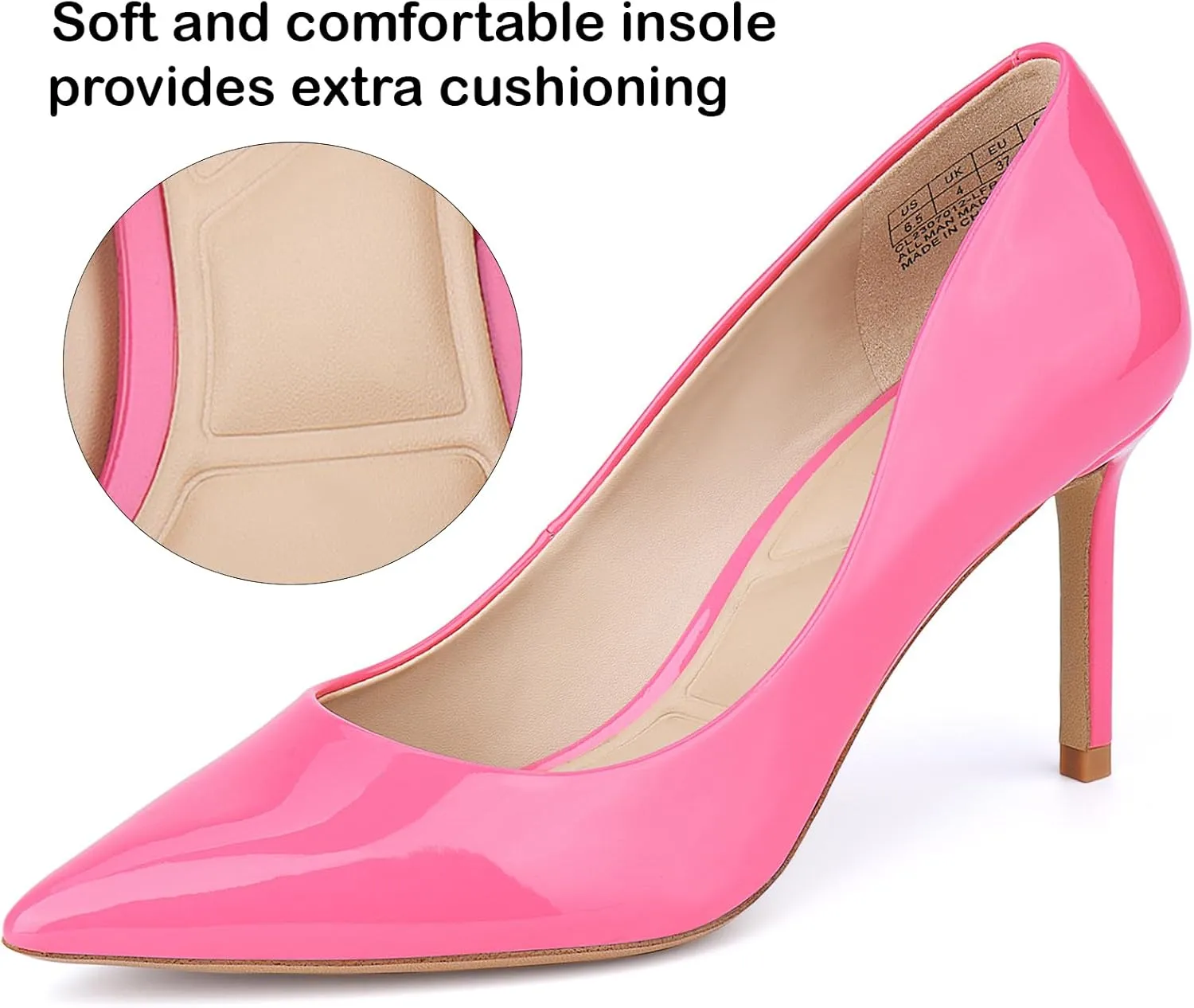 JENN ARDOR Women's Comfortable Stiletto Pumps 3 inch Elegant Gorgeous Closed Pointed Toe Slip On Solid High Heels for Ladies Wedding Dress Shoes