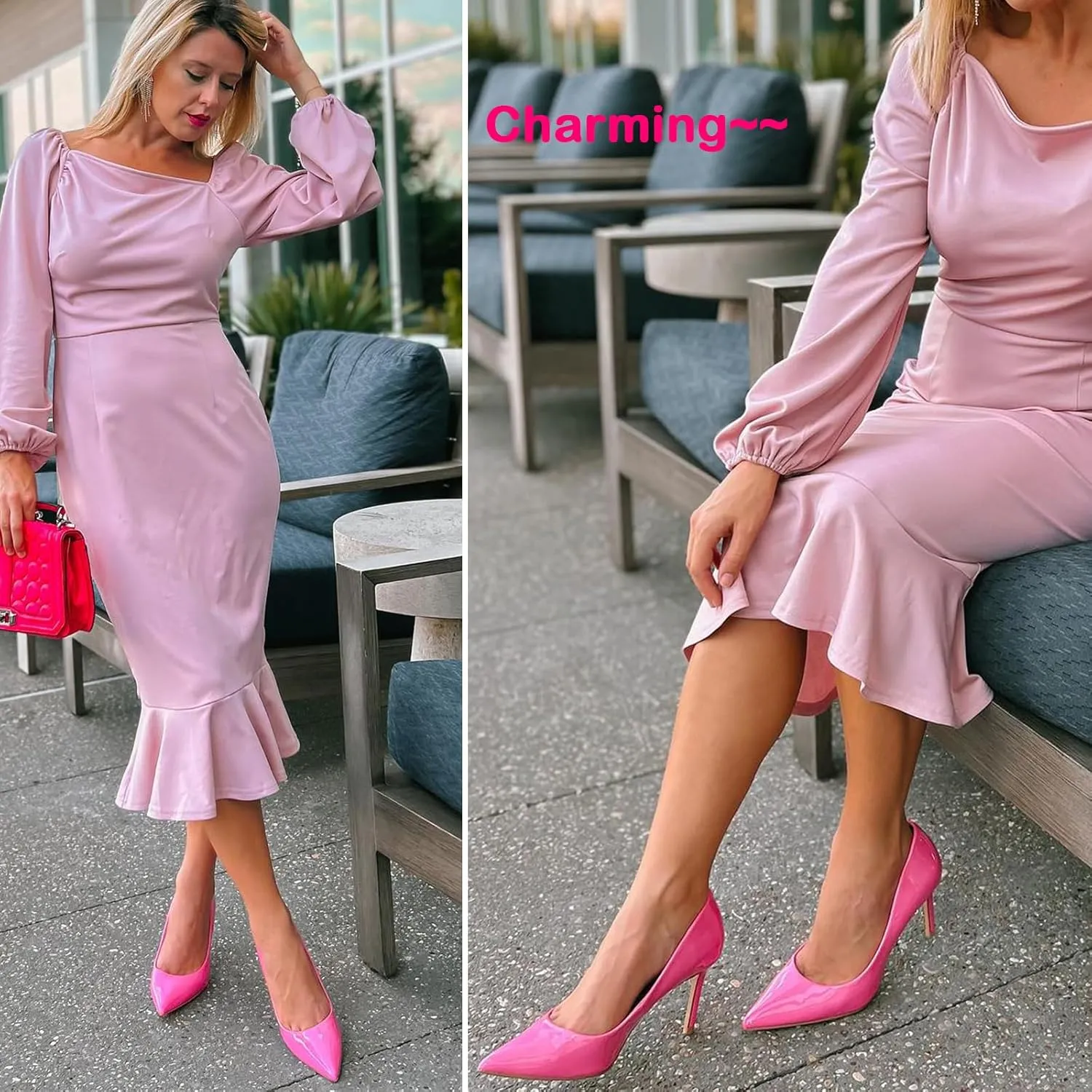JENN ARDOR Women's Comfortable Stiletto Pumps 3 inch Elegant Gorgeous Closed Pointed Toe Slip On Solid High Heels for Ladies Wedding Dress Shoes