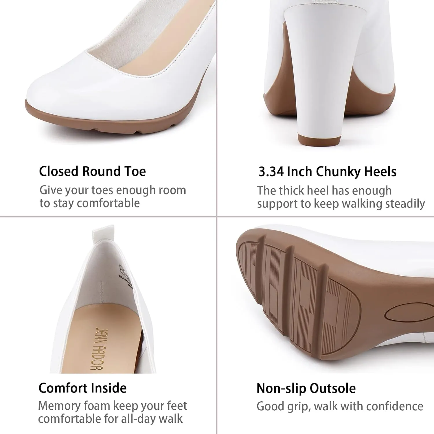JENN ARDOR Women's Pumps Chunky Heels Platform Shoes Comfort Round Closed Toe Block Heel Pumps Dress High Heeled Office Shoes for Ladies More Than 3 inch Heel