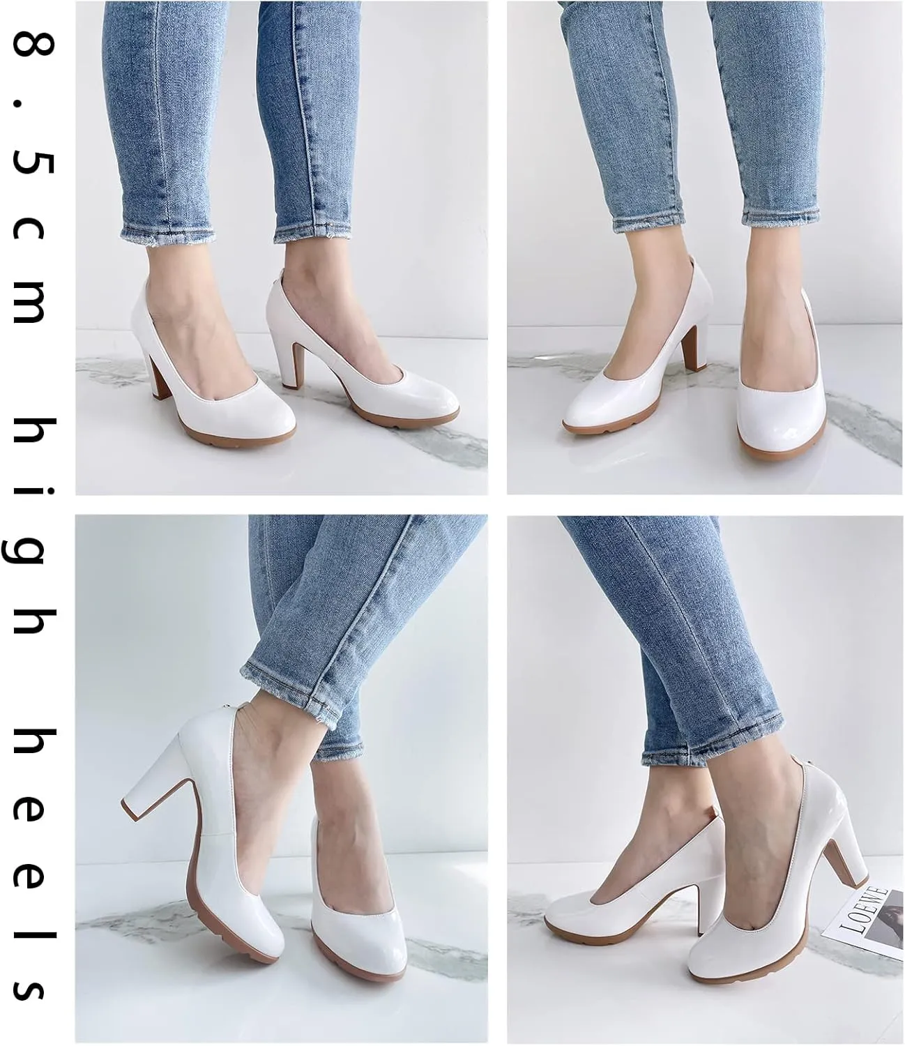 JENN ARDOR Women's Pumps Chunky Heels Platform Shoes Comfort Round Closed Toe Block Heel Pumps Dress High Heeled Office Shoes for Ladies More Than 3 inch Heel