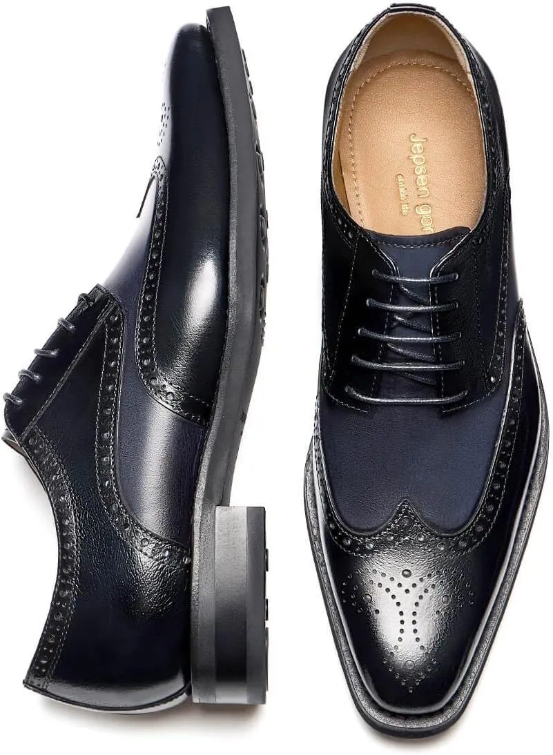 Jepsengord Men's Dress Shoes Genuine Leather Oxfords Luxury Formal Business Suit Shoes with Blake Rapid Stitch