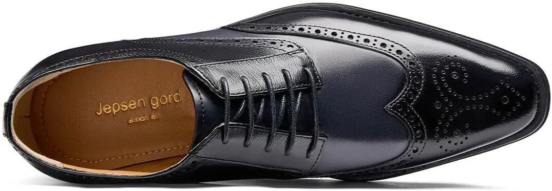 Jepsengord Men's Dress Shoes Genuine Leather Oxfords Luxury Formal Business Suit Shoes with Blake Rapid Stitch
