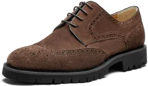 Jepsengord Men's Dress Shoes Wingtip Genuine Cowhide Leather Oxfords with Brogue Derby Shoes for Wedding, Business, Fomal Occasions