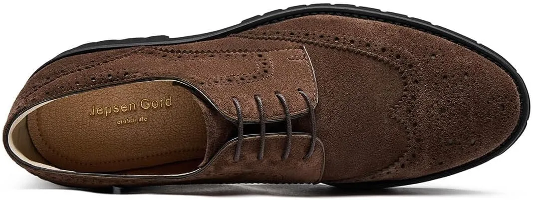 Jepsengord Men's Dress Shoes Wingtip Genuine Cowhide Leather Oxfords with Brogue Derby Shoes for Wedding, Business, Fomal Occasions