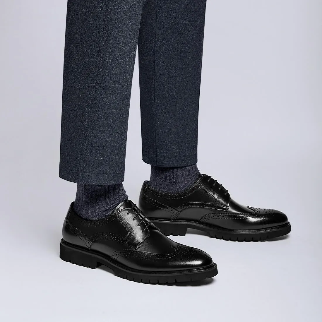 Jepsengord Men's Dress Shoes Wingtip Genuine Cowhide Leather Oxfords with Brogue Derby Shoes for Wedding, Business, Fomal Occasions
