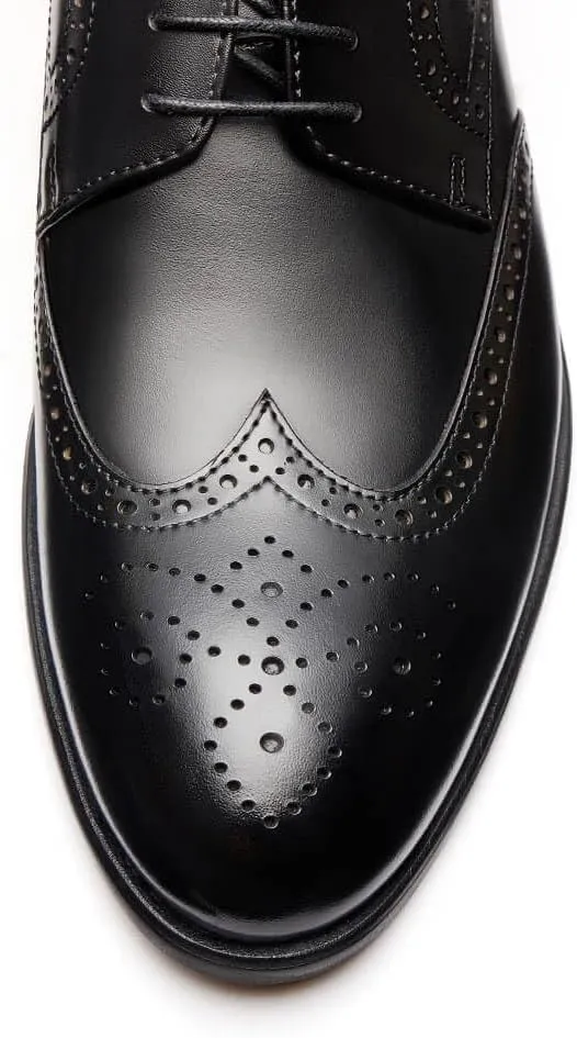 Jepsengord Men's Dress Shoes Wingtip Genuine Cowhide Leather Oxfords with Brogue Formal Business Wedding Derby Shoes