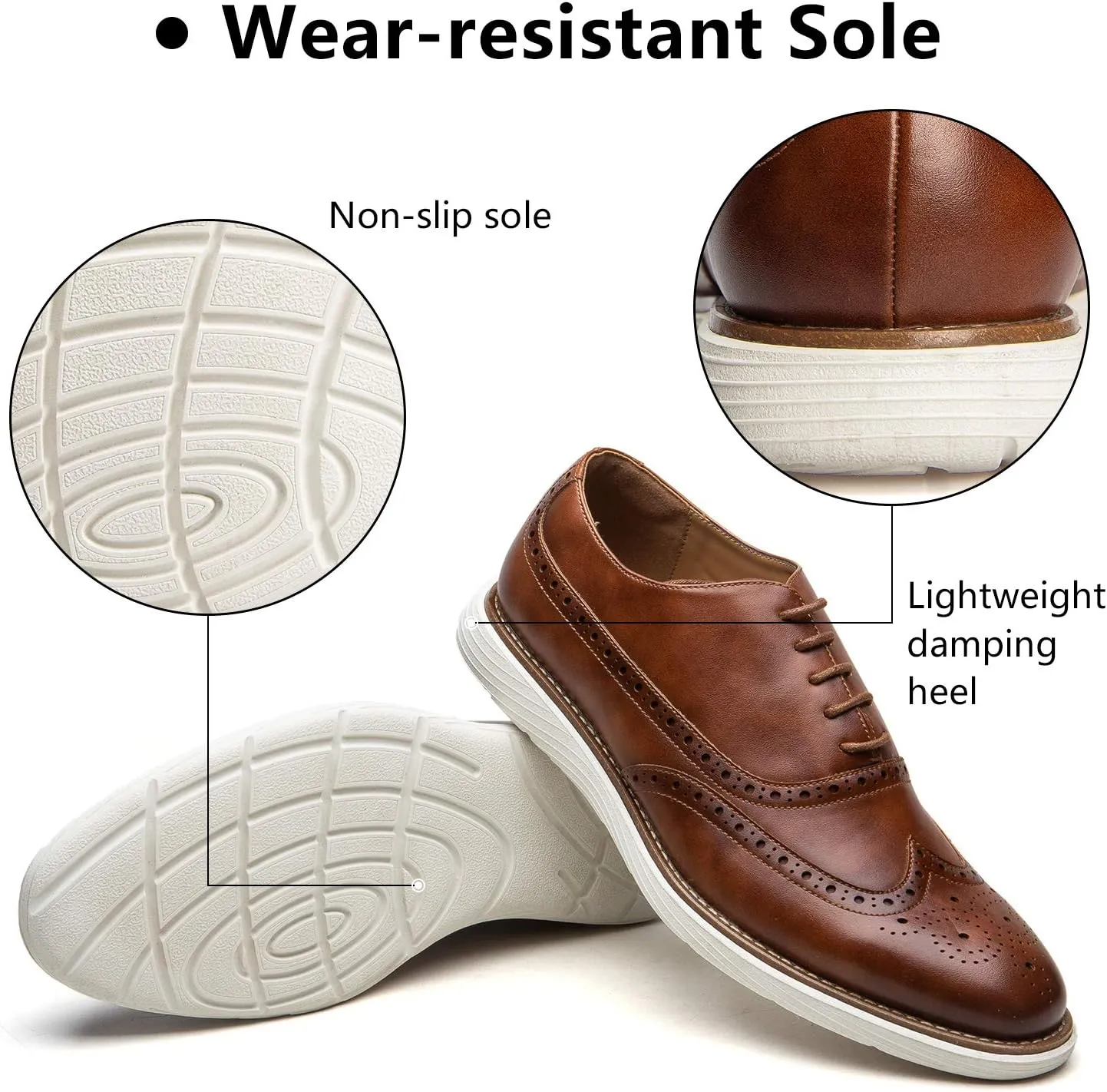 JITAI Men's Oxford Shoes,Dress Shoes Lace-up Wingtip Brogue Shoe Mens Lightweight Fashion Shoes.
