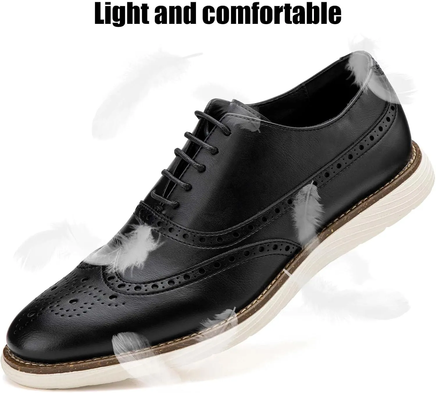 JITAI Men's Oxford Shoes,Dress Shoes Lace-up Wingtip Brogue Shoe Mens Lightweight Fashion Shoes.