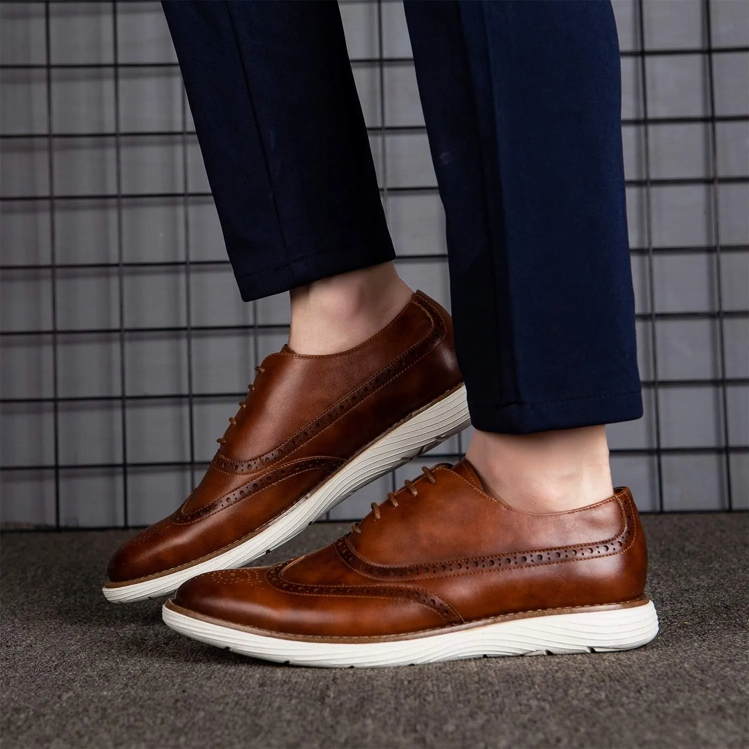 JITAI Men's Oxford Shoes,Dress Shoes Lace-up Wingtip Brogue Shoe Mens Lightweight Fashion Shoes.