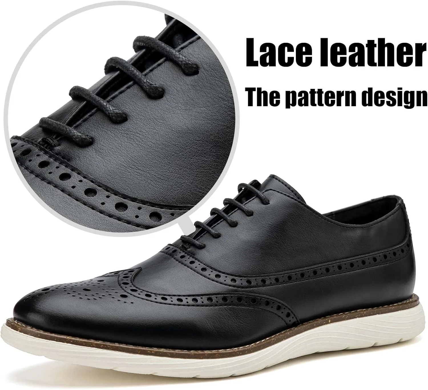 JITAI Men's Oxford Shoes,Dress Shoes Lace-up Wingtip Brogue Shoe Mens Lightweight Fashion Shoes.