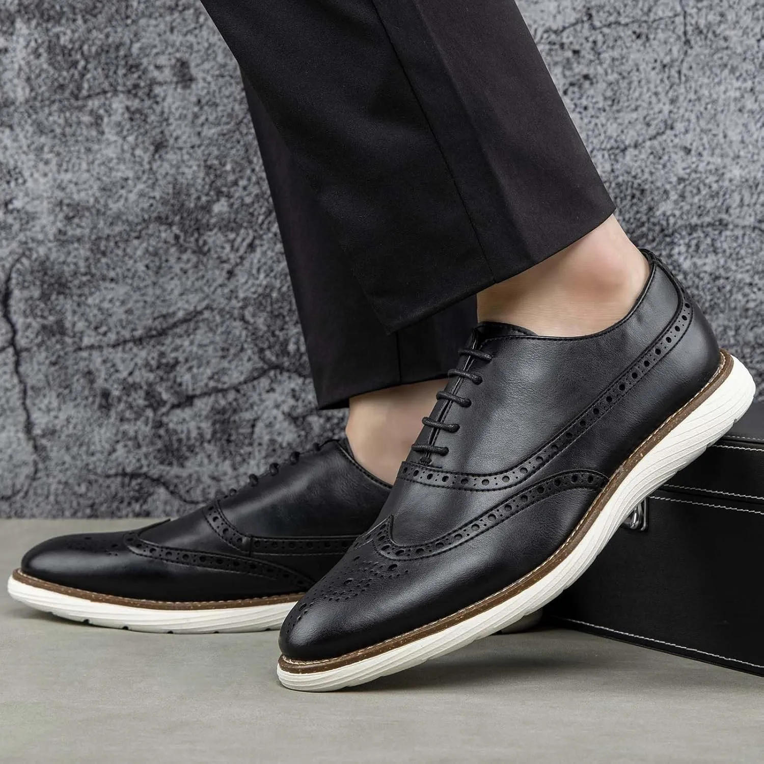 JITAI Men's Oxford Shoes,Dress Shoes Lace-up Wingtip Brogue Shoe Mens Lightweight Fashion Shoes.