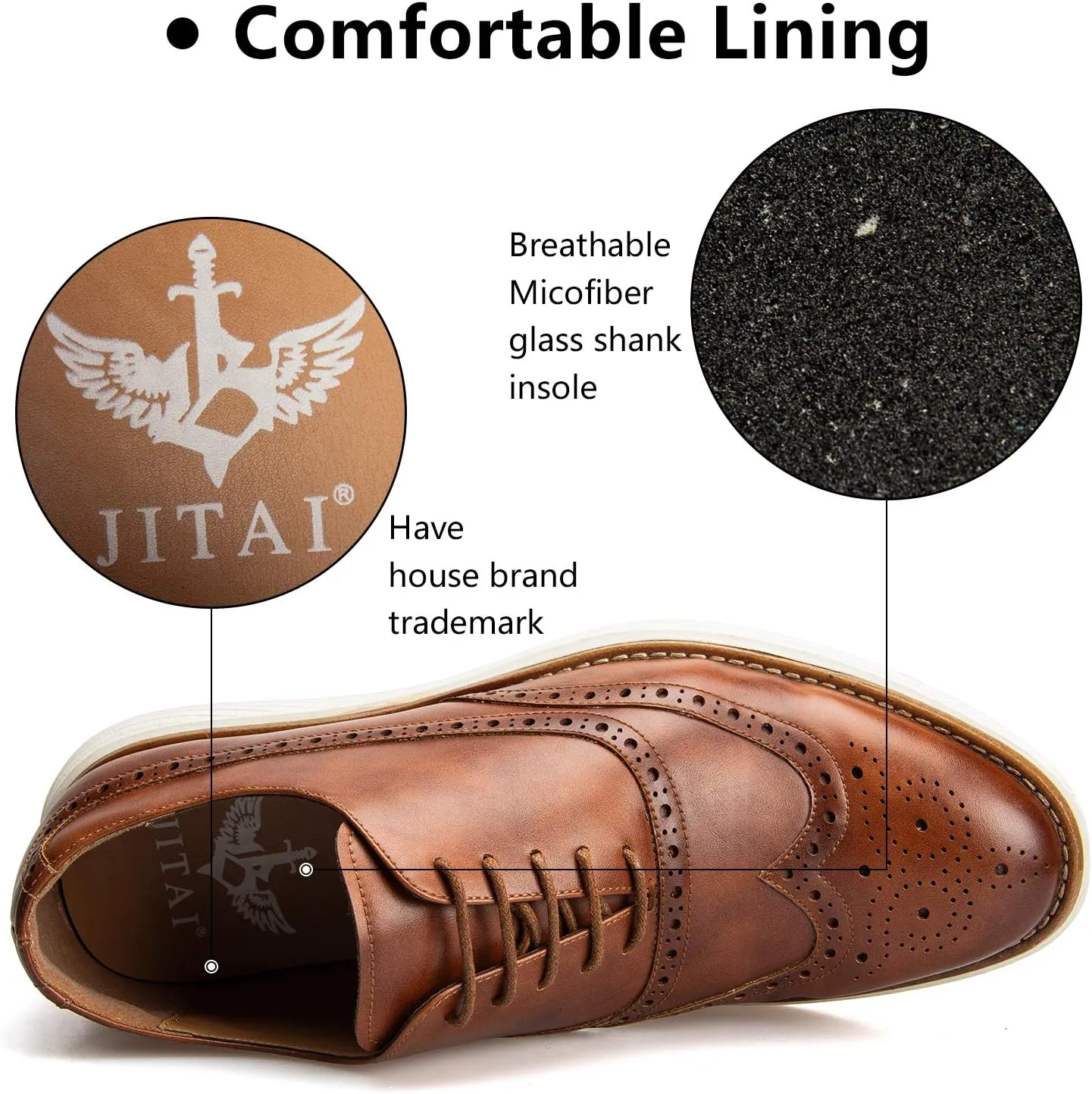 JITAI Men's Oxford Shoes,Dress Shoes Lace-up Wingtip Brogue Shoe Mens Lightweight Fashion Shoes.