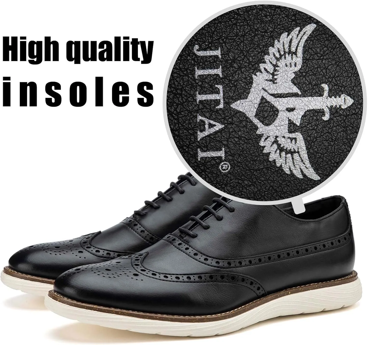 JITAI Men's Oxford Shoes,Dress Shoes Lace-up Wingtip Brogue Shoe Mens Lightweight Fashion Shoes.