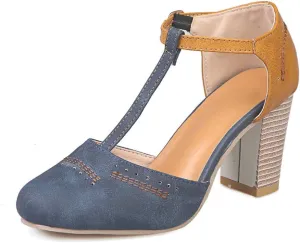 JITUUE Mary Jane Pumps Chunky Heels for Women Round Toe T-Strap Sandals Summer Oxford Shoes with Hollow