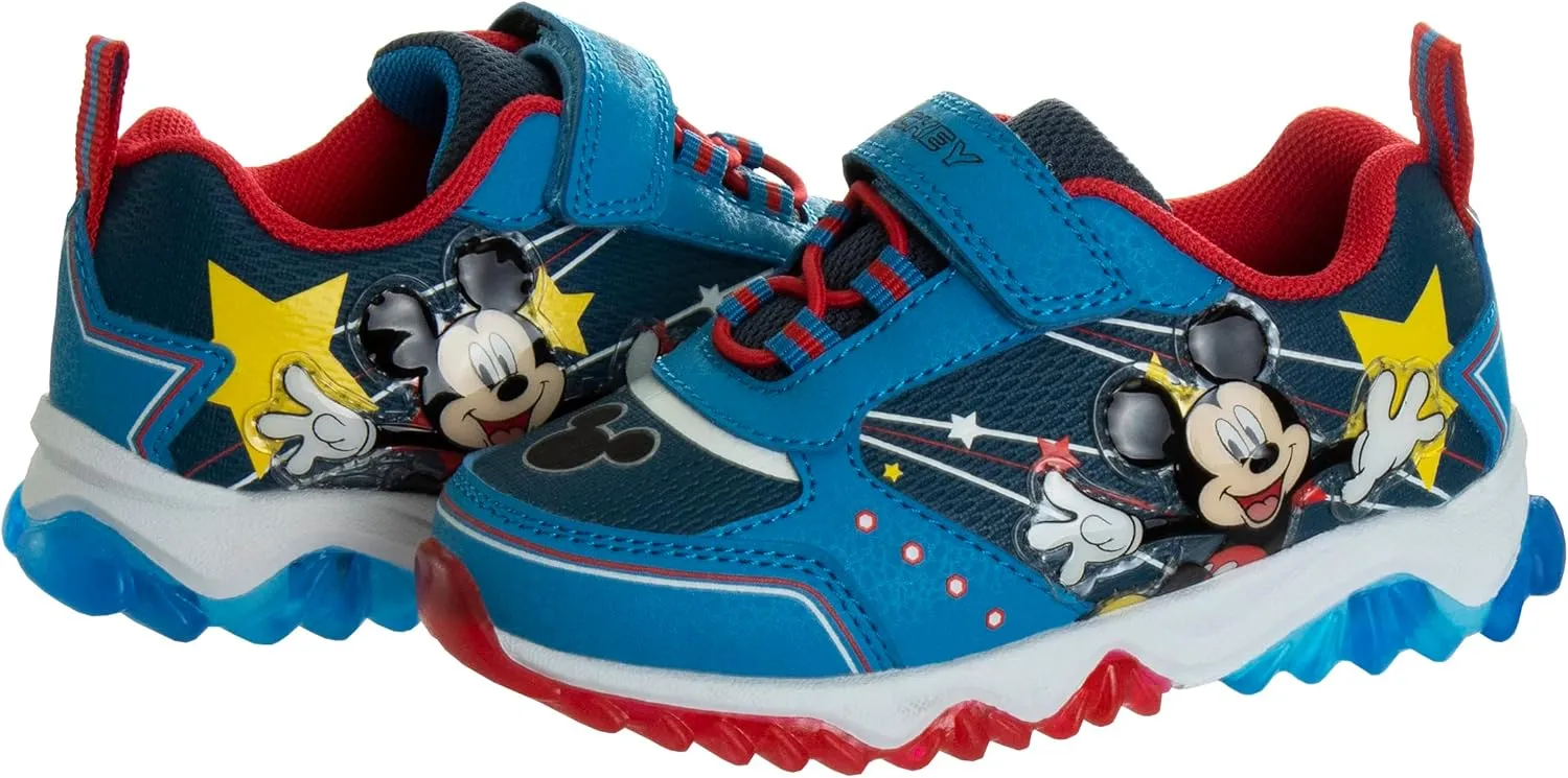 JOSMO Unisex-Child Sneaker to Mickey Mouse Boys Shoes - Slip-On Laceless Light-Up Sneakers (Toddler/Little Kid)
