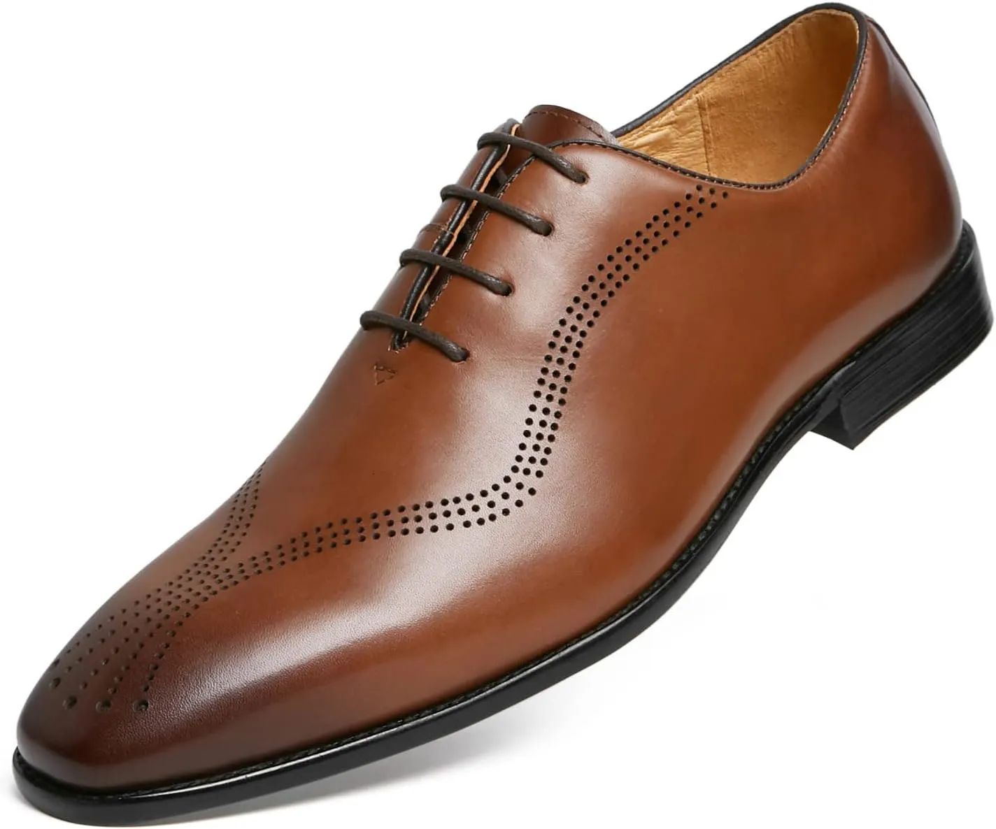 Journey West Mens Dress Shoes with Genuine Leather in Cap-Toe Business Oxford Formal Wedding Shoes for Men