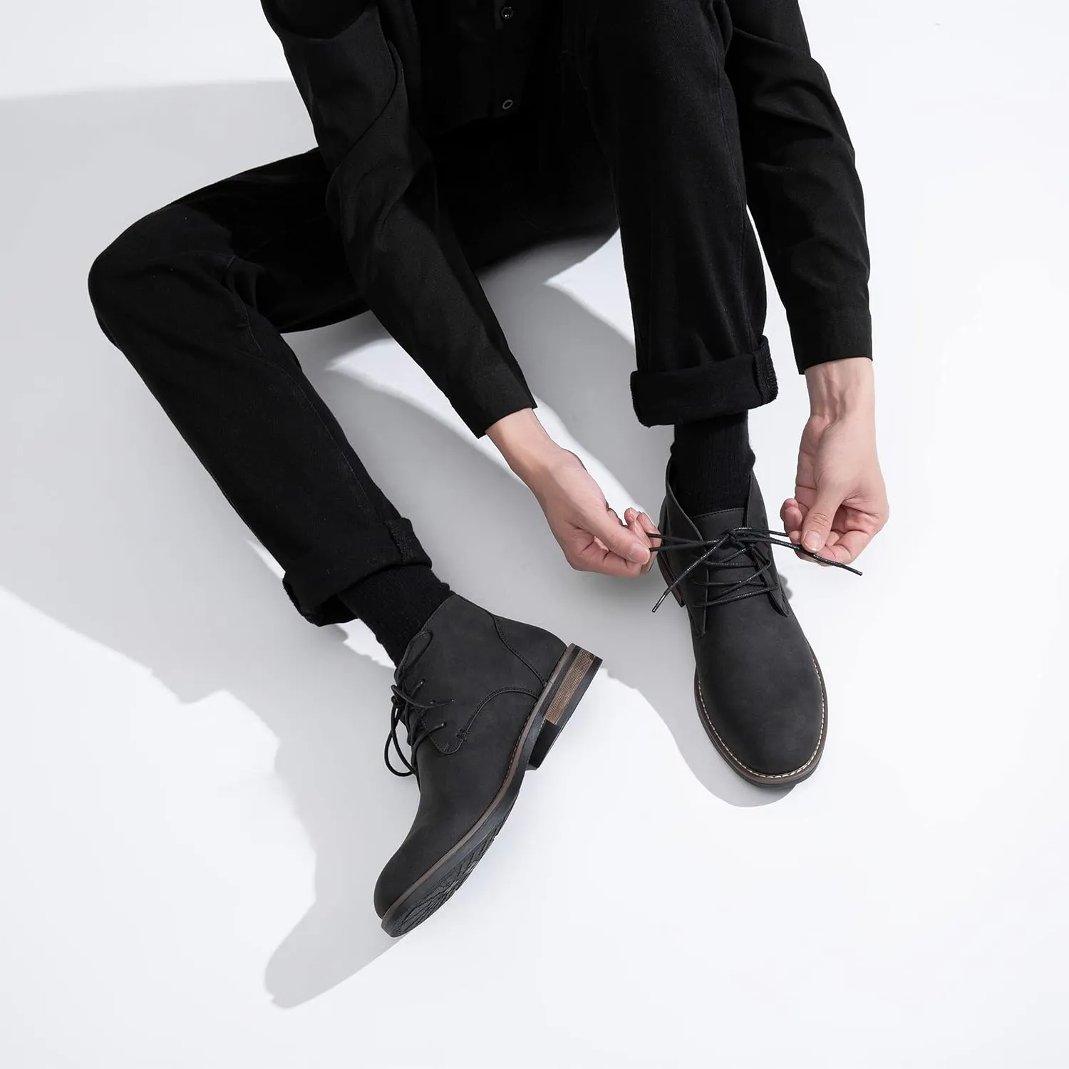 Jousen Men's Chukka Boots Lace Up Desert Ankle Boots Classic Causal Dress Boots for Men