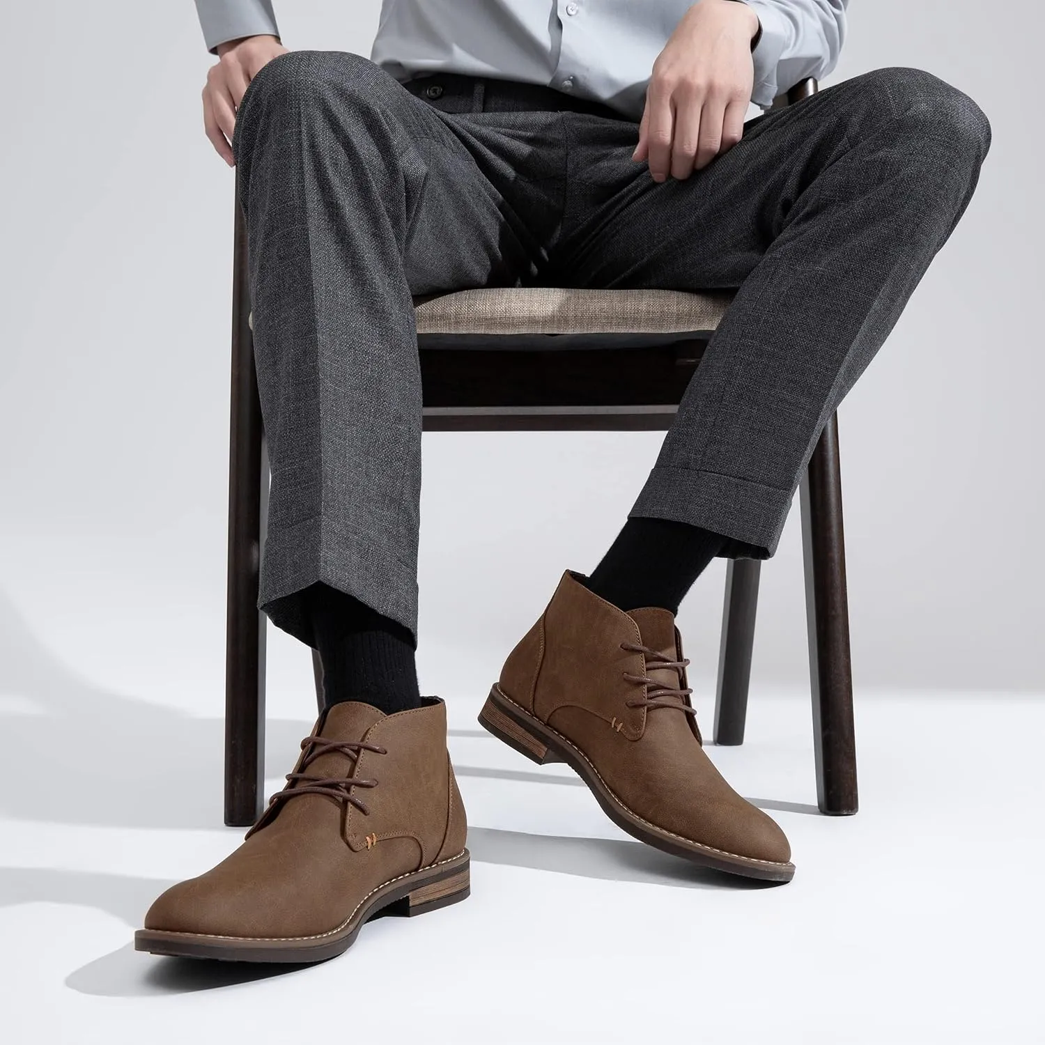 Jousen Men's Chukka Boots Lace Up Desert Ankle Boots Classic Causal Dress Boots for Men