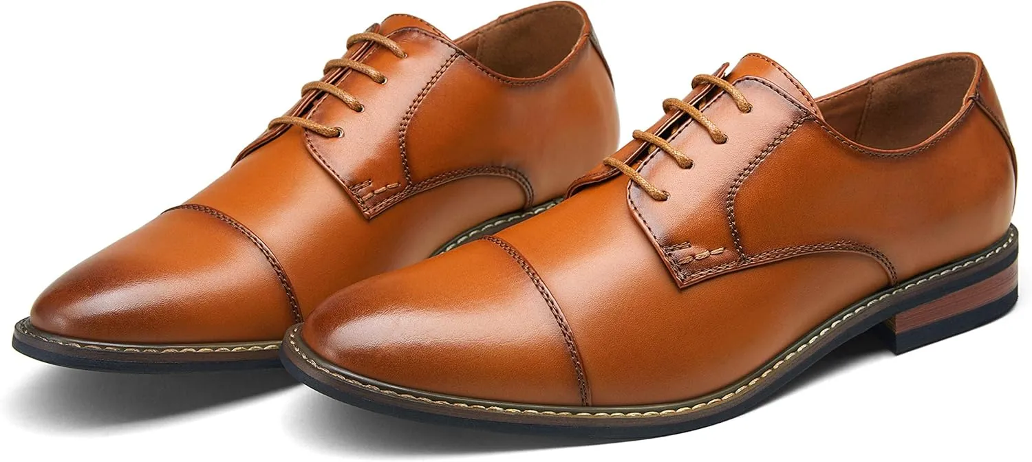 Jousen Men's Dress Cap Toe Wingtip Brogue Oxford Formal Shoes for Business and Derby Occasions
