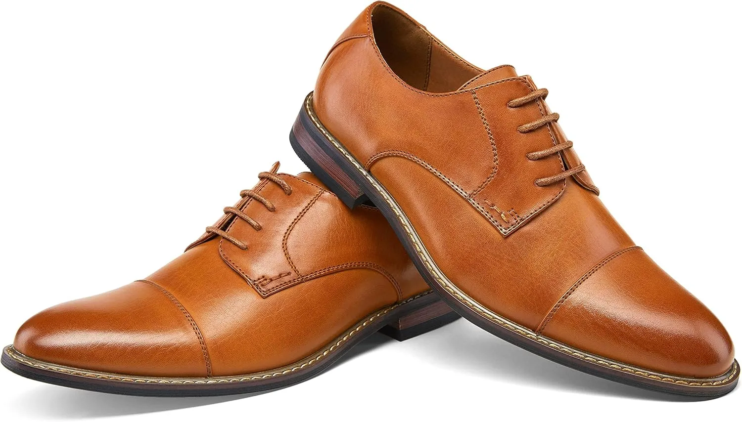 Jousen Men's Dress Cap Toe Wingtip Brogue Oxford Formal Shoes for Business and Derby Occasions