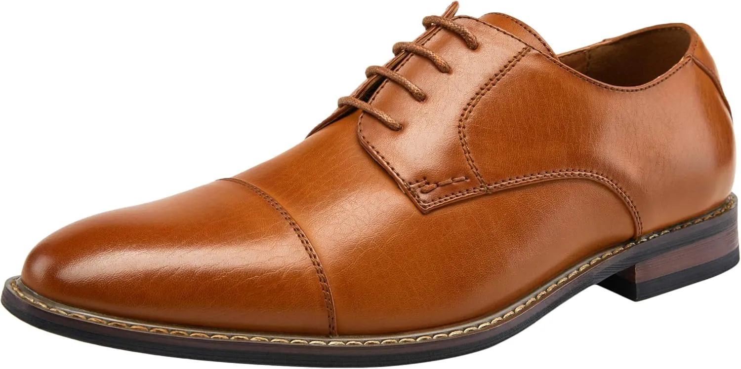 Jousen Men's Dress Cap Toe Wingtip Brogue Oxford Formal Shoes for Business and Derby Occasions