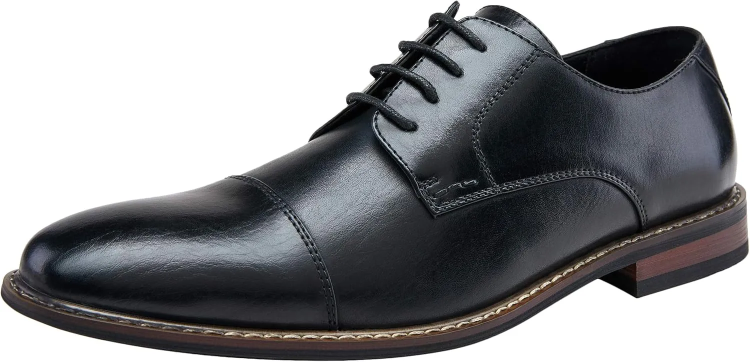 Jousen Men's Dress Cap Toe Wingtip Brogue Oxford Formal Shoes for Business and Derby Occasions