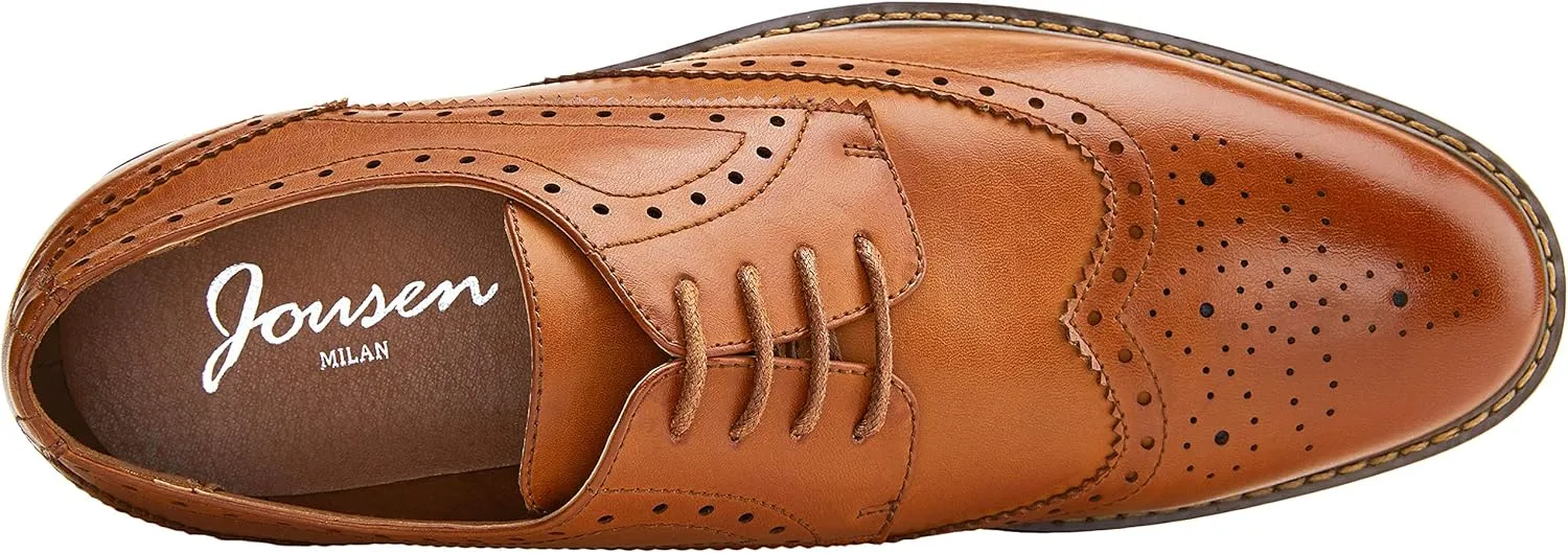 Jousen Men's Dress Cap Toe Wingtip Brogue Oxford Formal Shoes for Business and Derby Occasions