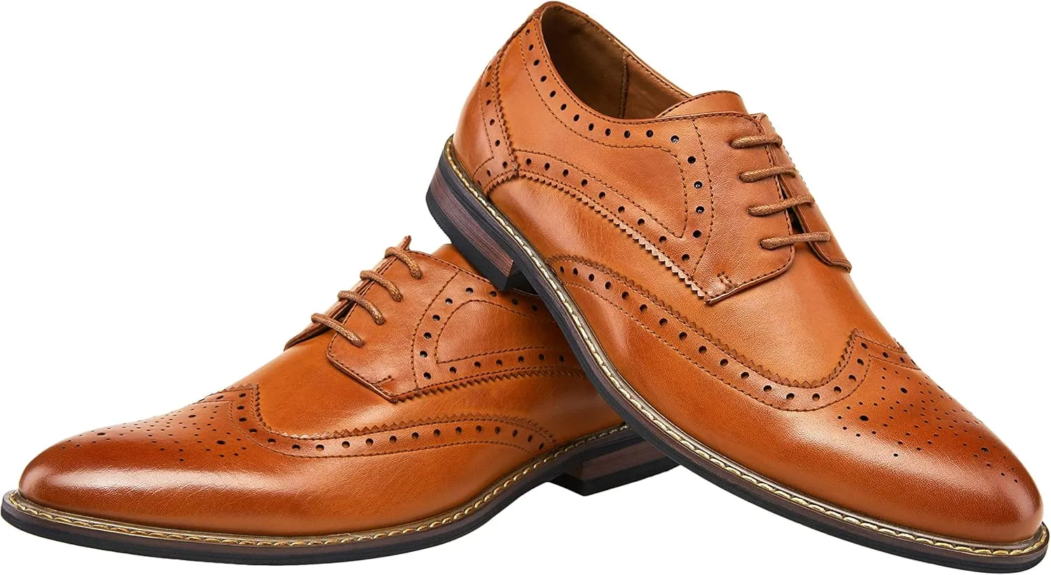 Jousen Men's Dress Cap Toe Wingtip Brogue Oxford Formal Shoes for Business and Derby Occasions