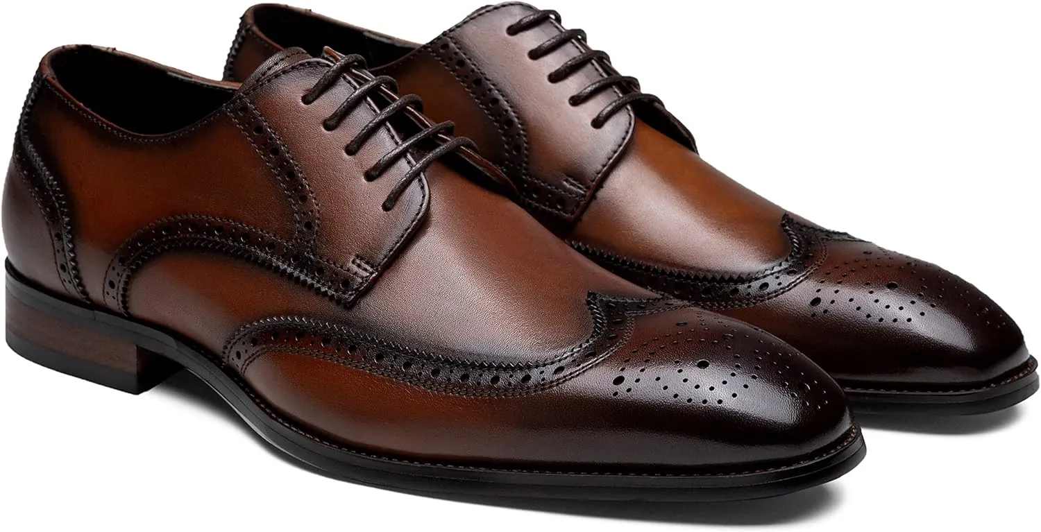 Jousen Men's Dress Shoes Leather Classic Formal Mens Oxfords Retro Derby Oxford