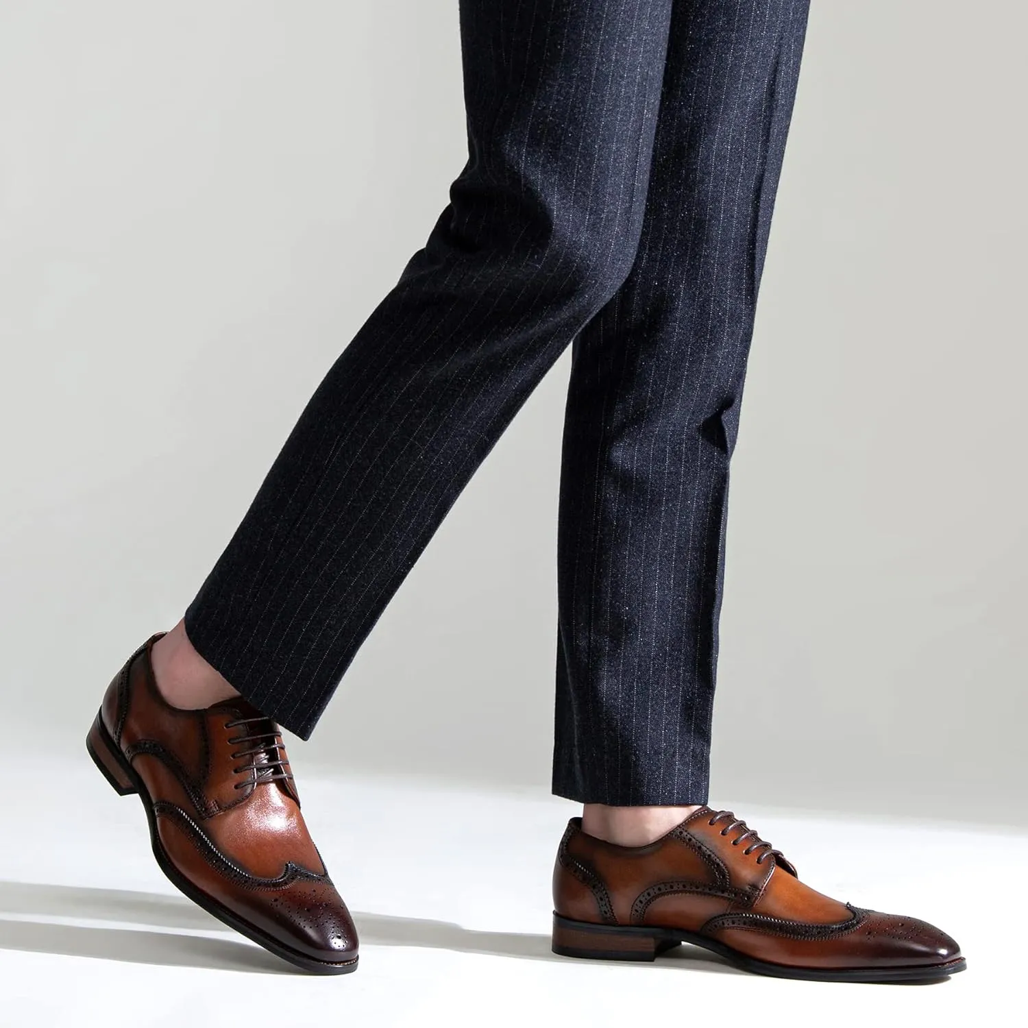 Jousen Men's Dress Shoes Leather Classic Formal Mens Oxfords Retro Derby Oxford