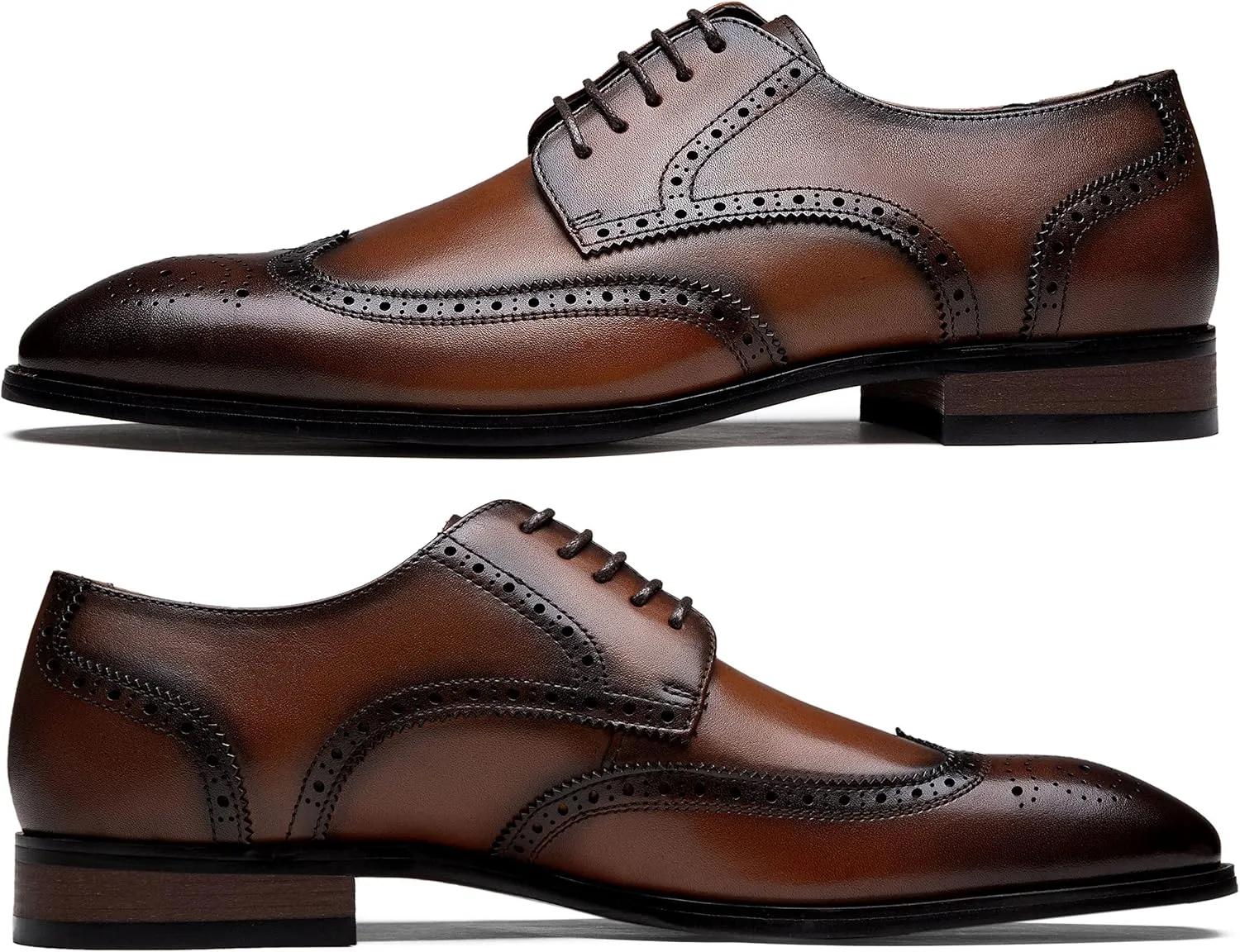 Jousen Men's Dress Shoes Leather Classic Formal Mens Oxfords Retro Derby Oxford