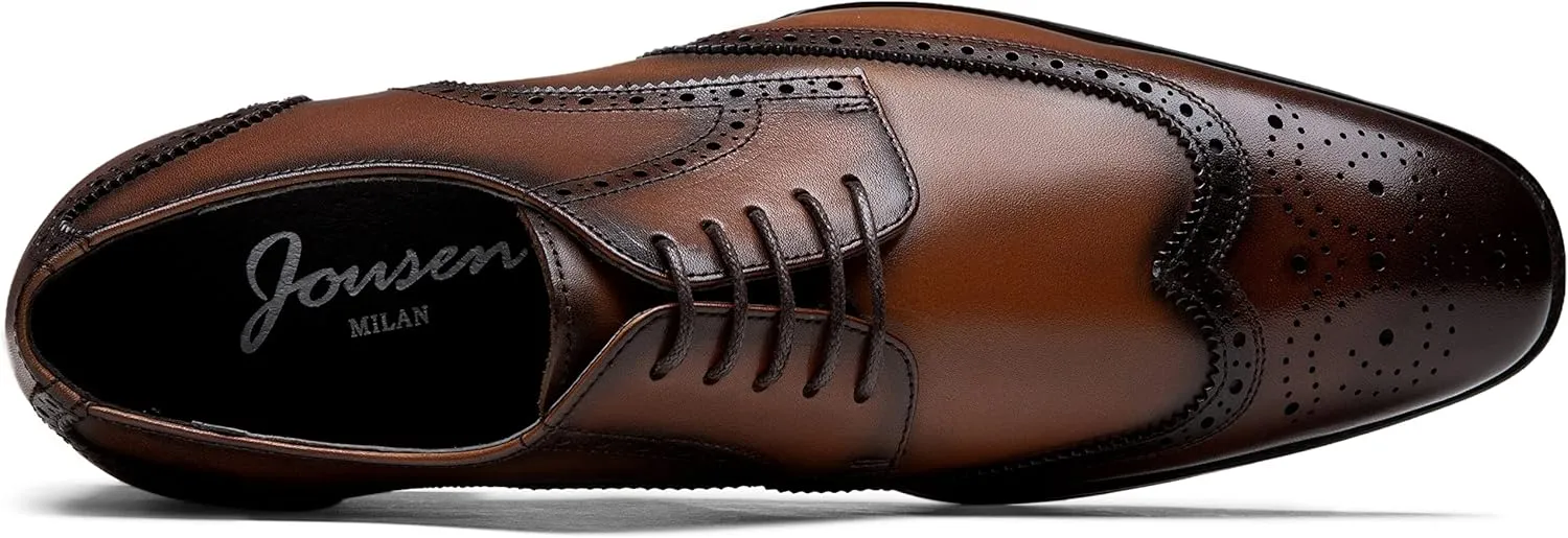 Jousen Men's Dress Shoes Leather Formal Business Oxford Derby Shoes Brogue Wingtip Retro Dress Shoes for Men