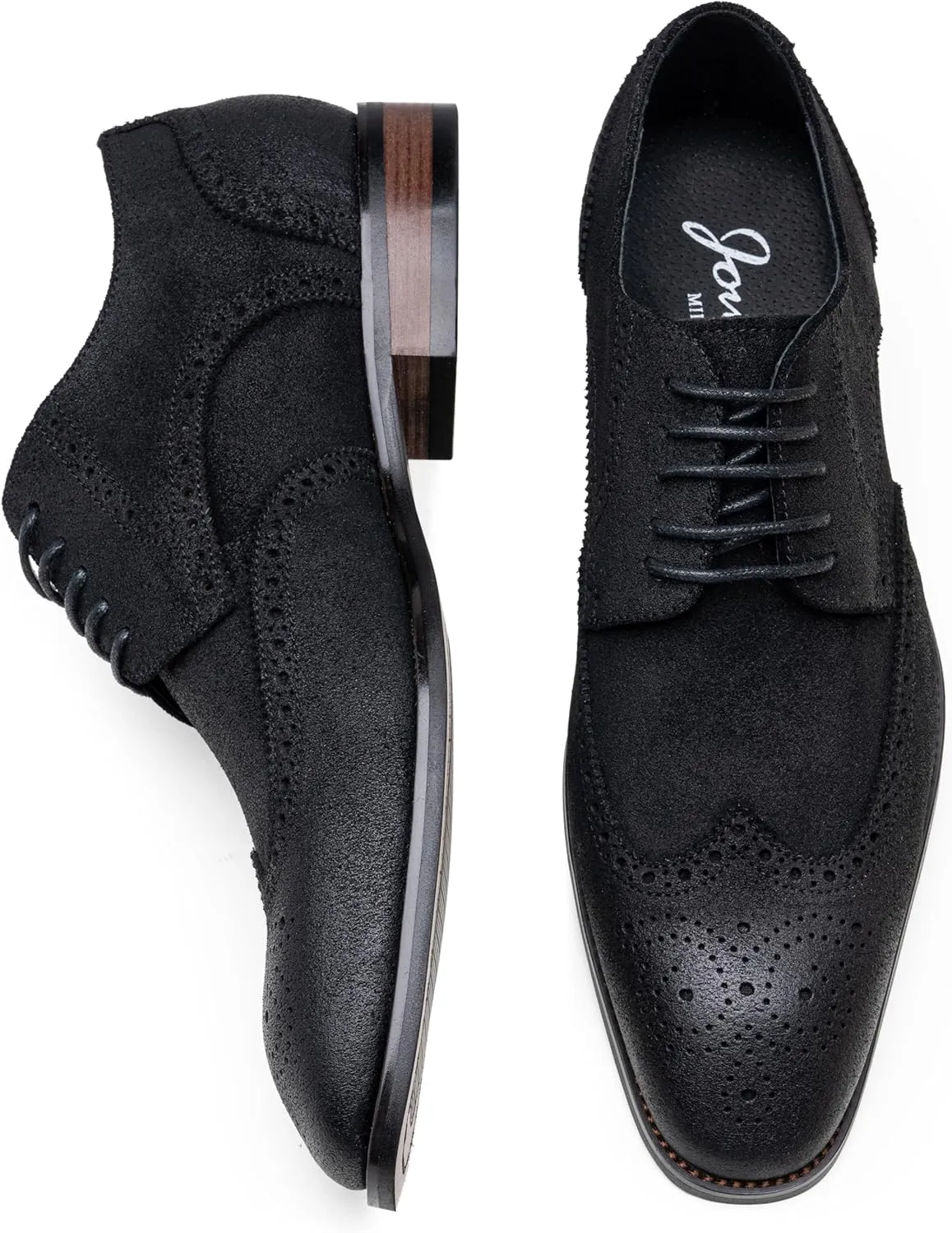 Jousen Men's Dress Shoes Leather Formal Business Oxford Derby Shoes Brogue Wingtip Retro Dress Shoes for Men