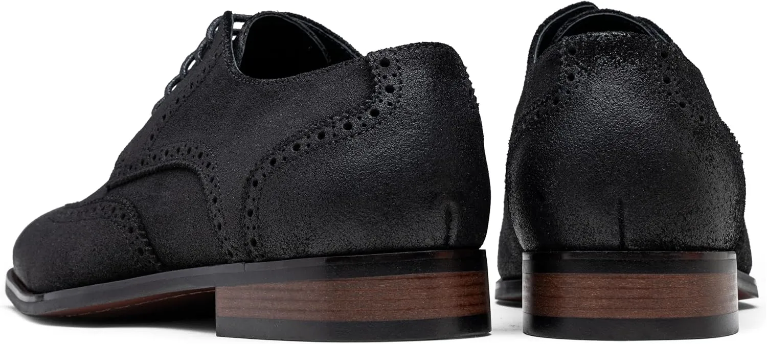 Jousen Men's Dress Shoes Leather Formal Business Oxford Derby Shoes Brogue Wingtip Retro Dress Shoes for Men