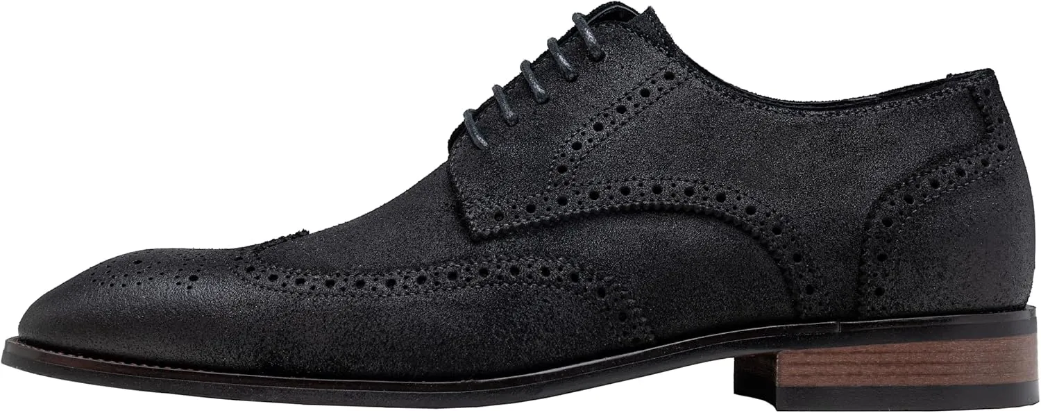Jousen Men's Dress Shoes Leather Formal Business Oxford Derby Shoes Brogue Wingtip Retro Dress Shoes for Men