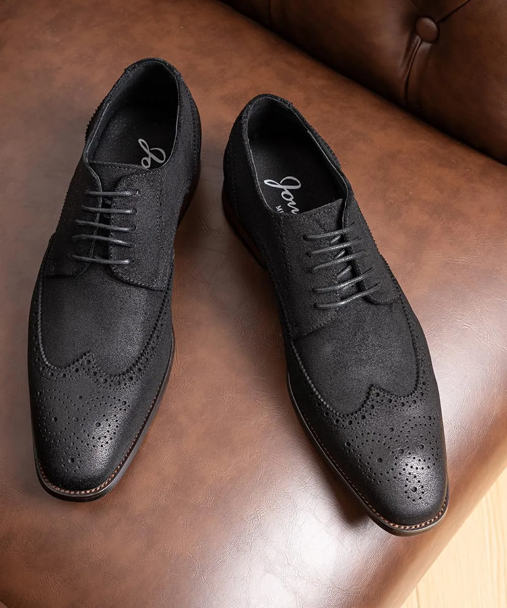 Jousen Men's Dress Shoes Leather Formal Business Oxford Derby Shoes Brogue Wingtip Retro Dress Shoes for Men