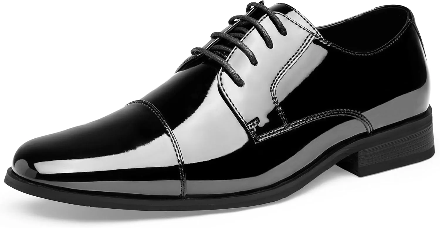 Jousen Mens Dress Shoes Tuxedo Patent Oxford Classic Comfortable Dress Shoes for Men
